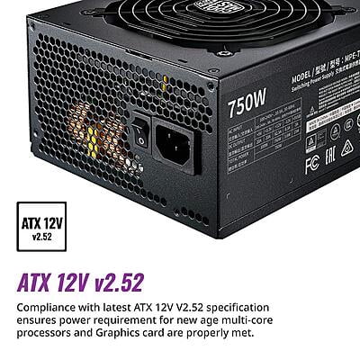 OpenBox COOLER MASTER MWE Gold V2 FM 750W A/UK Cable 750 Watts PSU  (Black)