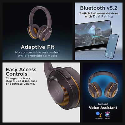 boAt Rockerz 425 Bluetooth Wireless On Ear Headphones Signature Sound, ENx Tech, ASAP Charge, 25H Playtime, Bluetooth V5.2, Dual Pairing with Mic