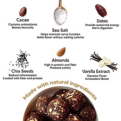 EAT BETTER CO - Assorted Healthy Laddoos - 42 Laddoos in Six Flavours | No Added Sugar | Made with 95% Dry-Fruits | High Protein & Instant Energy - Healthy Chocolate, 570 Gram