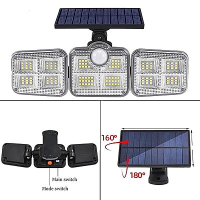 Solar Powered Motion Sensor LED Wall Light Rechargeable Weatherproof 3-Panel Solar Powered Motion Sensor LED Wall Light Rechargeable Weatherproof 3-Panel