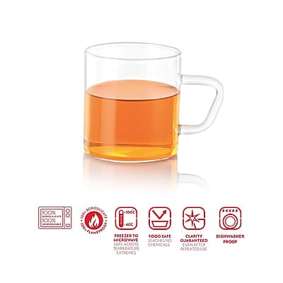 Borosil Vision 6 Pcs Tea n Coffee Borosillicate Glass 190 ml Classic Mug Set Borosil Vision 6 Pcs Tea n Coffee Borosillicate Glass 190 ml Classic Mug Set