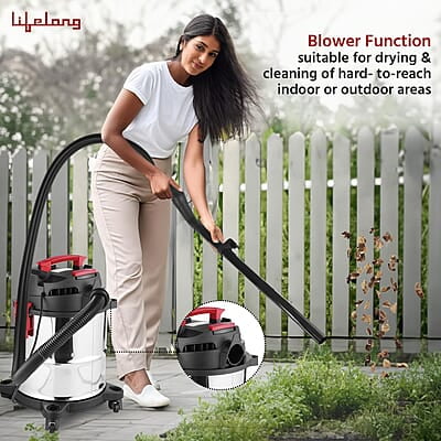 Lifelong 21 litre Vacuum Cleaner for Home – 1200 W, Wet & Dry Floor Cleaner Brush