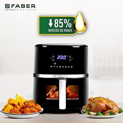 Faber 6L 1500W Digital Air Fryer Fry, Bake, Roast, Toast, Defrost, Grill & Reheat View Window