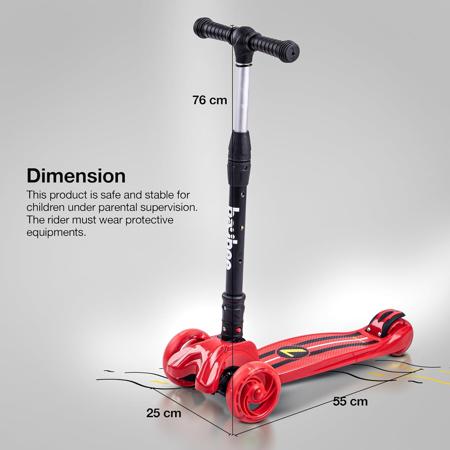 Baybee Flash Scooter for Kids with Foldable & Height Adjustable Handle- Red Baybee Flash Scooter for Kids with Foldable & Height Adjustable Handle- Red