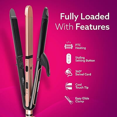 AGARO HS1119 3-in1 Hair Styler, Straightner, Crimper, Curler For Women