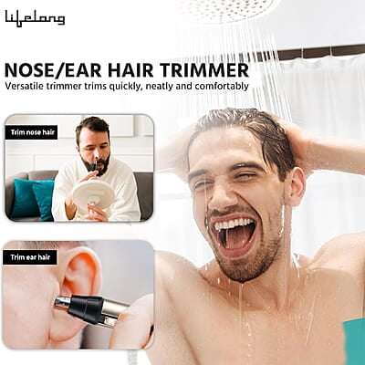 Lifelong Rechargeable Nose and Ear Trimmer; 40 minutes Runtime and Washable For Men, Woman Ear Hair Trimmer