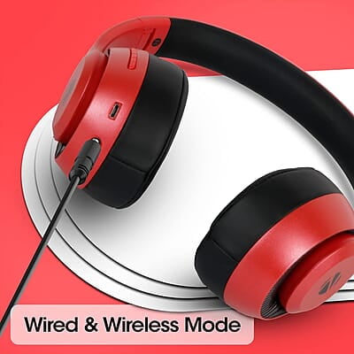 ZEBRONICS Zeb-DUKE1 Wireless Bluetooth 5.0 Over Ear Headphone with Voice Assistant, AUX Port, Call Function, 34Hrs* Battery Backup, Dual Pairing, Media & Volume Control with mic