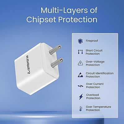 Ambrane 10.5W USB Mobile Charger Adapter, Compatibility with Android & Other USB Enabled Devices, Multi-Layer Protection, Made in India Wall Charger Adapter, BIS Certified
