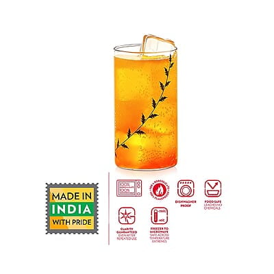 Borosil Vision Black Krip 350 ml Set of 6 pcs Transparent Drinking Glass |Borosilicate Glass Tumblers for Water, Cold Drinks, Juice| Flame Proof, Microwave & Dishwasher Safe | for Daily use & Gifting