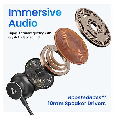 Ambrane Type C Wired Earphones with in-line Mic for Clear Calling, 1.2M Cable, 10mm Dynamic Drivers for BoostedBass, Control Buttons for iPhone 15, Samsung & Type C Devices Stringz 04