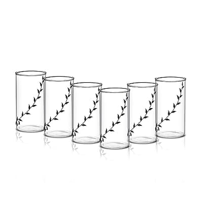 Borosil Vision Black Krip 350 ml Set of 6 pcs Transparent Drinking Glass |Borosilicate Glass Tumblers for Water, Cold Drinks, Juice| Flame Proof, Microwave & Dishwasher Safe | for Daily use & Gifting