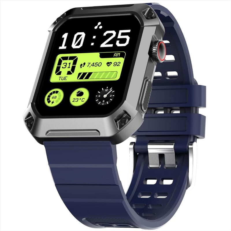 Ambrane 1.85" Uni Pair BT Calling Smartwatch, Rugged & Sporty Metal Body, 10 Days Battery, 500 NITS, 100+ Sports Mode with IP68, Sp02 Tracking, 100+ Watch Faces Stud