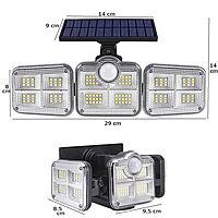 Solar Powered Motion Sensor LED Wall Light Rechargeable Weatherproof 3-Panel