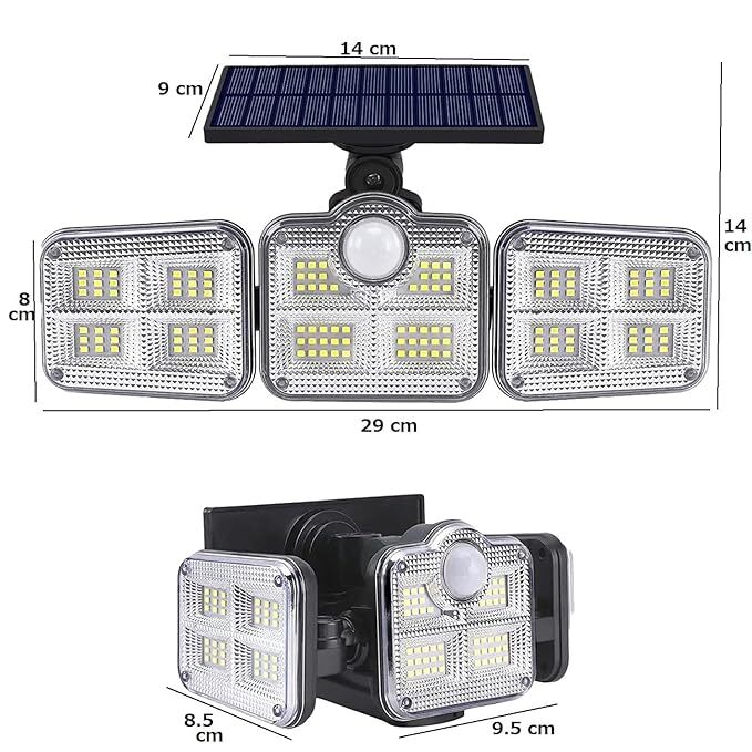 Solar Powered Motion Sensor LED Wall Light Rechargeable Weatherproof 3-Panel Solar Powered Motion Sensor LED Wall Light Rechargeable Weatherproof 3-Panel
