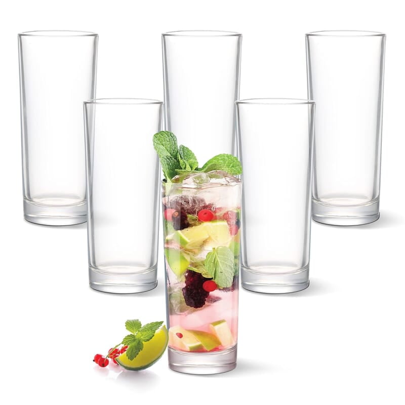 Treo by Milton Embassy Cool Glass Tumbler, Set of 6, 290 ml Each, Transparent |Serve Juices | Cold Drinks | Water | Cocktails | Mixed Drinks