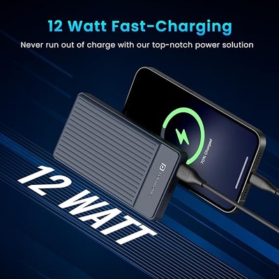 Portronics Luxcell B12 10,000mAh 12W Power Bank, Ultra Slim Power Bank with USB-A Output Port & Dual Input Ports (Micro & Type C) | BIS Certified |Type C Cable Included|Made in India Portronics Luxcell B12 10,000mAh 12W Power Bank, Ultra Slim Power Bank with USB-A Output Port & Dual Input Ports (Micro & Type C) | BIS Certified |Type C Cable Included|Made in India