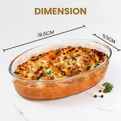 AGARO Elite Borosilicate Glass Baking Tray for Kitchen, 1600 ml Oval