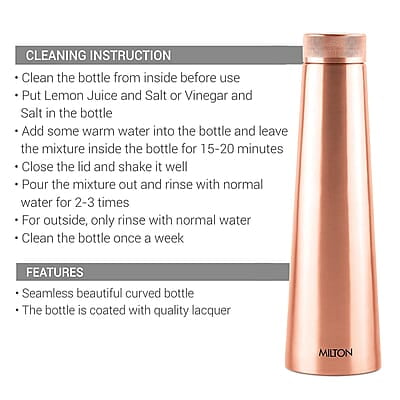 MILTON Copper Delight 1000 Water Bottle, 915 ml, 1 Piece, Copper