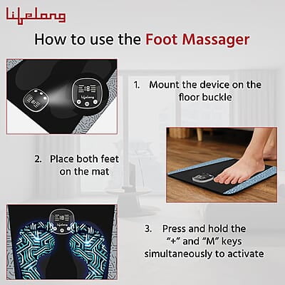 Lifelong EMS Foot Massager- Electric Foot Massager Machine for Pain Relief - 8 Modes, 19 Intensity Levels - Rechargeable, Wireless, Portable