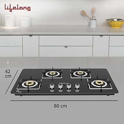 Lifelong LLHT914 Sigma Plus Auto Ignition Counter-Top Hob Top High Efficiency 4 Burner Sleek Design
