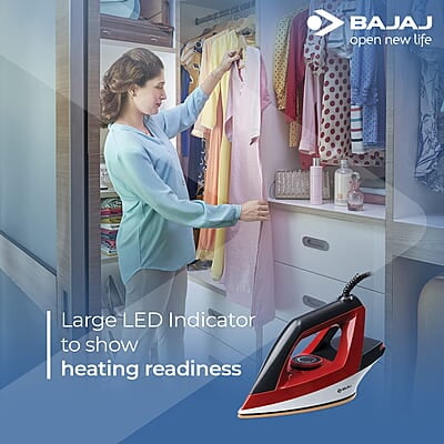 Bajaj Splendora 1100 Watts Dry Iron, Red & Black