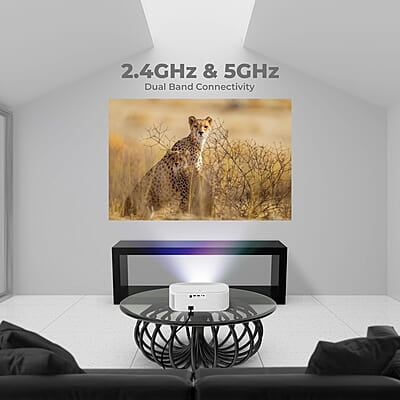 ZEBRONICS PIXAPLAY 28 1080P FHD, 508 cm Screen, Dolby, Smart Projector, 9000 Lumens, Auto Focus, Auto Keystone, HDMI (ARC), Miracast, Dual Band, 30,000 Hour Lamp Life