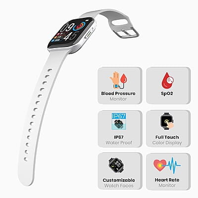 Zebronics Zeb-Fit1220CH Smart Fitness Band, 2.5D Curved Glass Full Touch Display, SpO2, BP