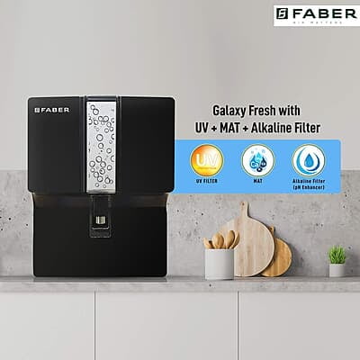 Faber Galaxy Fresh Alkaline RO+UV+MAT, 7 Liters, 8 Stage Water Purifier with Upto 2500 TDS, Black