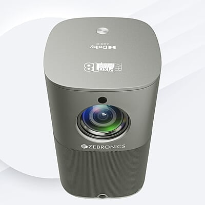 ZEBRONICS PIXAPLAY 18, Smart Vertical Projector, 3800 Lumens, 4K Support, Dolby Audio, 200 inch Screen Size, HDMI, USB, WiFi, Supports Bluetooth, 1080p Native, Electronic Focus, APP Support, Miracast