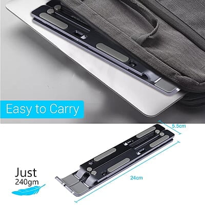 Portronics My Buddy K Portable Laptop Stand with Adjustable Height, Foldable, OverHeating Protection for Laptops & MacBooks