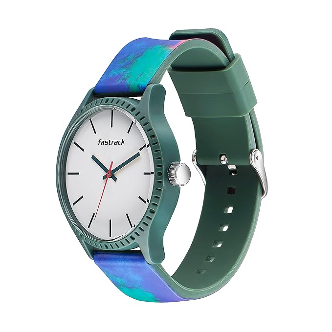 Fastrack Mens Tie & Dye Quartz Analog White Dial Silicone Strap Watch Fastrack Mens Tie & Dye Quartz Analog White Dial Silicone Strap Watch
