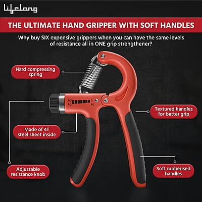 Lifelong Adjustable Hand Grip Strengthener, Hand Gripper for Men & Women for Gym Workout Lifelong Adjustable Hand Grip Strengthener, Hand Gripper for Men & Women for Gym Workout