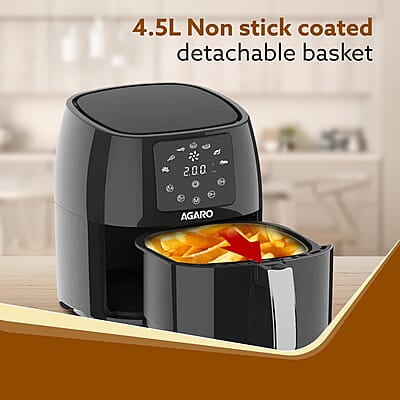 AGARO Sapphire Digital Air Fryer For Home, 4.5L, Electric Air Fryer Oven, 1400W, 7 Preset Programs, 360° AGARO Sapphire Digital Air Fryer For Home, 4.5L, Electric Air Fryer Oven, 1400W, 7 Preset Programs, 360°