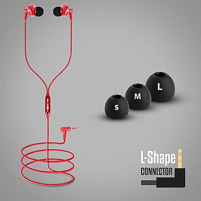 Zebronics Zeb-Buds 10 In Ear Wired Earphones with Mic, Metallic Design, L Shaped Connector, 13.5mm NdFeb Drivers