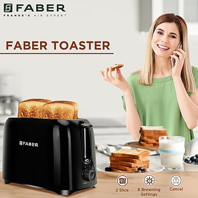 Faber FT 950W DLX BK 950-Watt 2-Slice Pop-up Toaster (Black)