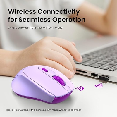 Portronics Toad 31 Wireless Mouse with 2.4 GHz Connectivity, USB Receiver, 10m Working Distance, Ergonomic Design, Auto Power Saving, Adjustable DPI for Laptop & PC (Purple) Portronics Toad 31 Wireless Mouse with 2.4 GHz Connectivity, USB Receiver, 10m Working Distance, Ergonomic Design, Auto Power Saving, Adjustable DPI for Laptop & PC (Purple)