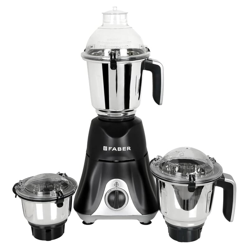 Faber Hilux 550W Blender Mixer Grinder, 3 SS clip lock jars & blades copper motor, up to 18000 rpm speed