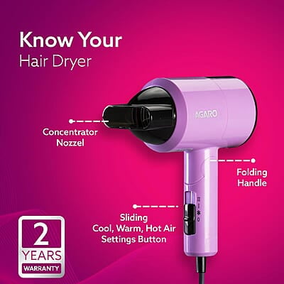 AGARO HD-1211 Hair Dryer 1100 Watts, 2 Heat Speed and Cool Mode