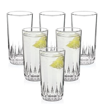 Treo by Milton Acme Cool Glass Tumbler Set of 6, 320 ml Each, Transparent | Dishwasher Safe | Serve Juices | Cold Drinks | Milkshake | Falooda | Water | Cocktails | Mixed Drinks