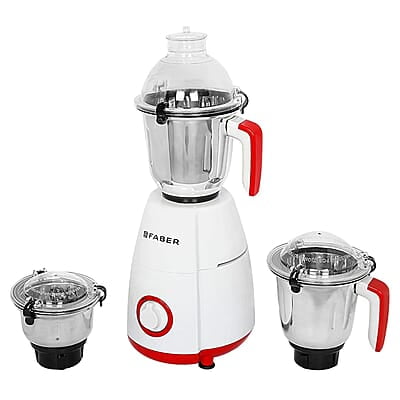 Faber Crown 800W Blender Mixer Grinder, 3 SS clip lock jars and blades  copper motor, up to 20000 rpm speed