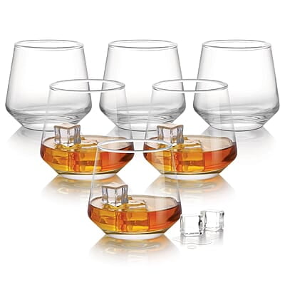 Treo by Milton Bourbon On The Rocks Glass Tumbler, 6 Pc Set, 370 ml Each, Transparent