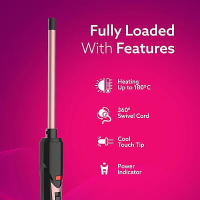 AGARO Round Chopstick Curler, With 10 MM Barrel, Rod, Tong, Chopstick Round Hair Curler, Ceramic Coated Plates
