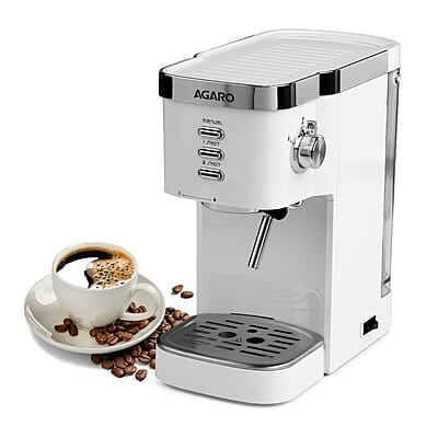 AGARO Regency Espresso Coffee Maker, Adjustable Pressure up to 20 Bars 1.2L Removable Water Tank, 1350W, White AGARO Regency Espresso Coffee Maker, Adjustable Pressure up to 20 Bars 1.2L Removable Water Tank, 1350W, White