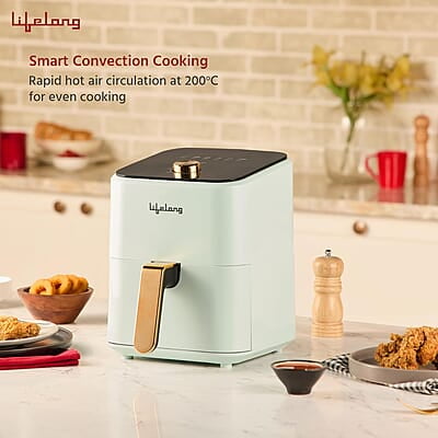 Lifelong Air Fryer 1 Year Warranty 1200W, 4L, Air Fryer for Home, Airfryer, Electric Air-Fryer Green