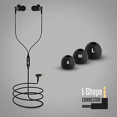 Zebronics Zeb-Buds 10 In Ear Wired Earphones with Mic, Metallic Design, L Shaped Connector, 13.5mm NdFeb Drivers
