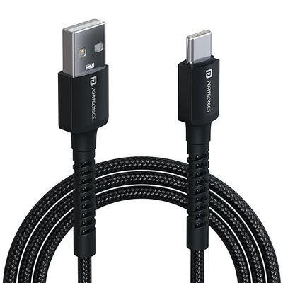 Portronics Konnect X 3A Unbreakable Nylon Braided USB to Type C Fast Charging Cable 2M Long, Supports All Type C Smartphones and Devices Portronics Konnect X 3A Unbreakable Nylon Braided USB to Type C Fast Charging Cable 2M Long, Supports All Type C Smartphones and Devices