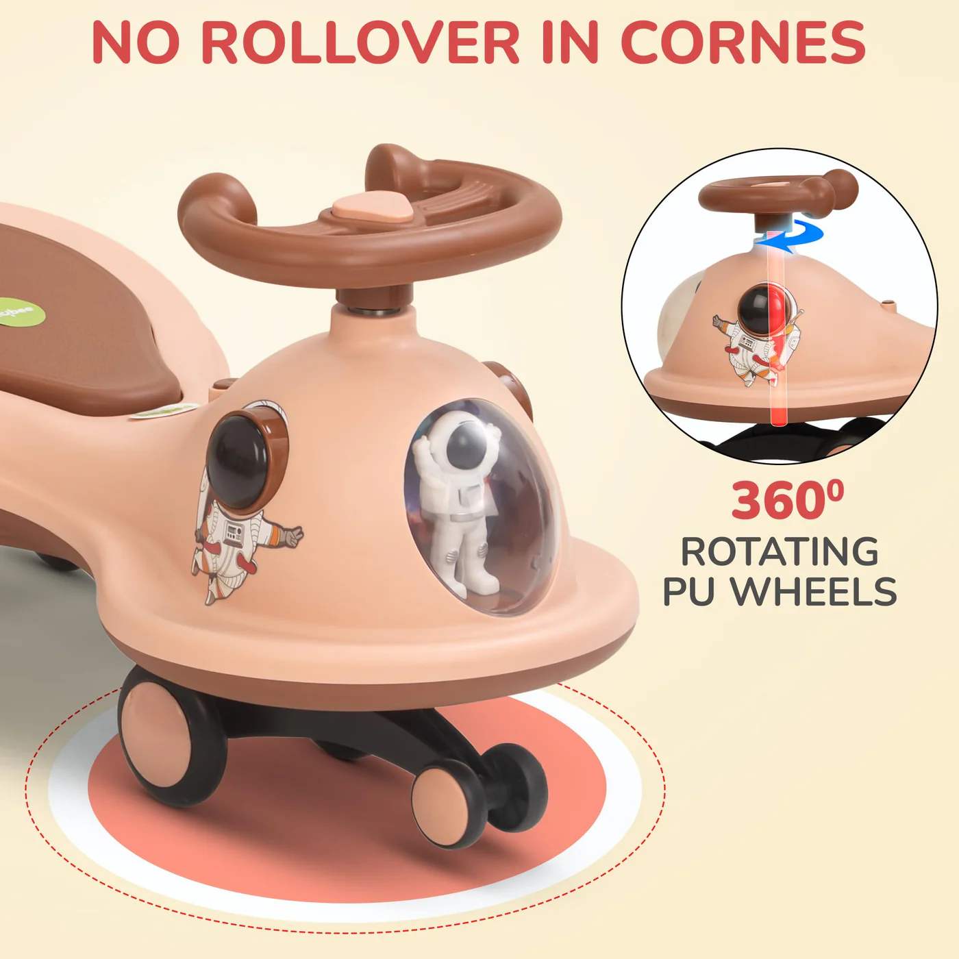 Baybee Astro Baby Swing Car for Kids-Light Orange