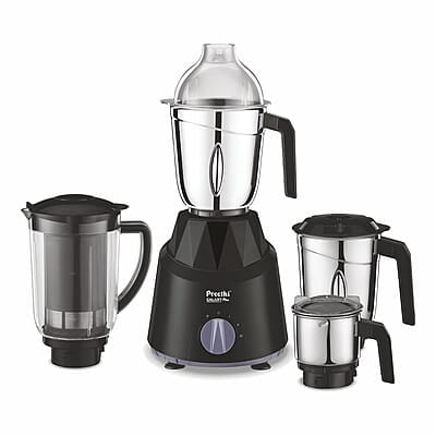 Preethi Galaxy Plus Mixer Grinder for Kitchen - 4 Jars 750 Watt Mixie (3 Stainless steel Jars+1 Super Extractor Juicer Jar)