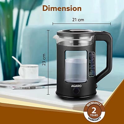 AGARO Galaxy Electric Kettle with Keep Warm Function, BPA Free PP Plastic & Glass body AGARO Galaxy Electric Kettle with Keep Warm Function, BPA Free PP Plastic & Glass body