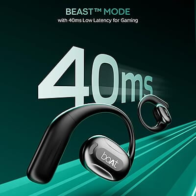 boAt Newly Launched Airdopes Progear Open Ear Ear Buds W/Air Conduction Technology, 4 Mics W/Ai-Enx, 100Hrs Playback, 15Mm Drivers, Secure Fit,Beast Mode W/ 40Ms Latency,ASAP Charge